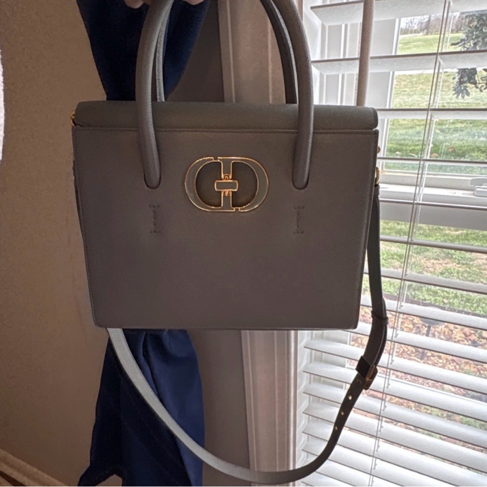 Dior Light Gray Leather Top-Handle Satchel with Gold CD Hardware - Picture 9 of 16